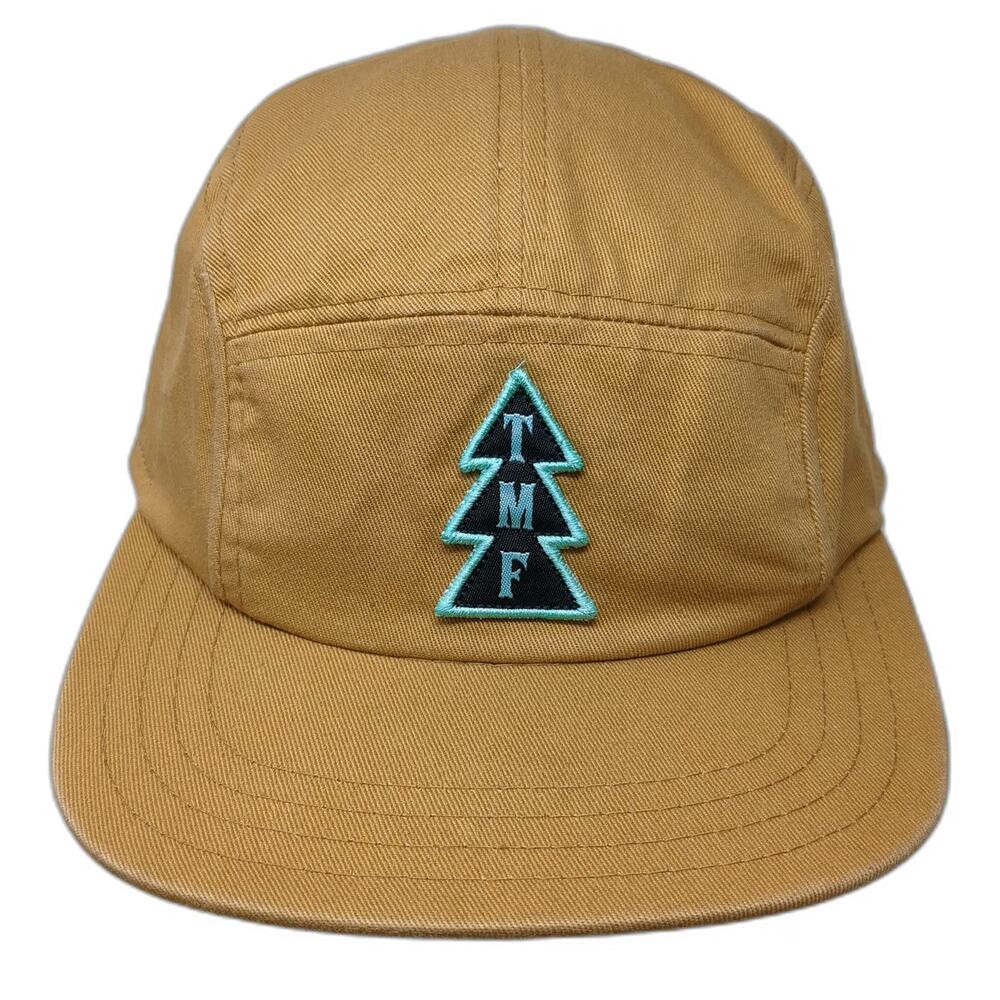 Pukka 5 Panel Brown Black Blue One Size Leather Strapback Cotton Tree Logo Hat